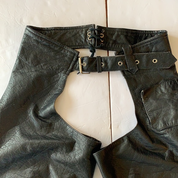 Motorcycle Rider Leather Chaps (Optional Unisex Wear) All Closures Intacted - Picture 2 of 6